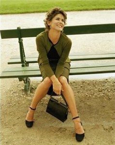 woman on park bench